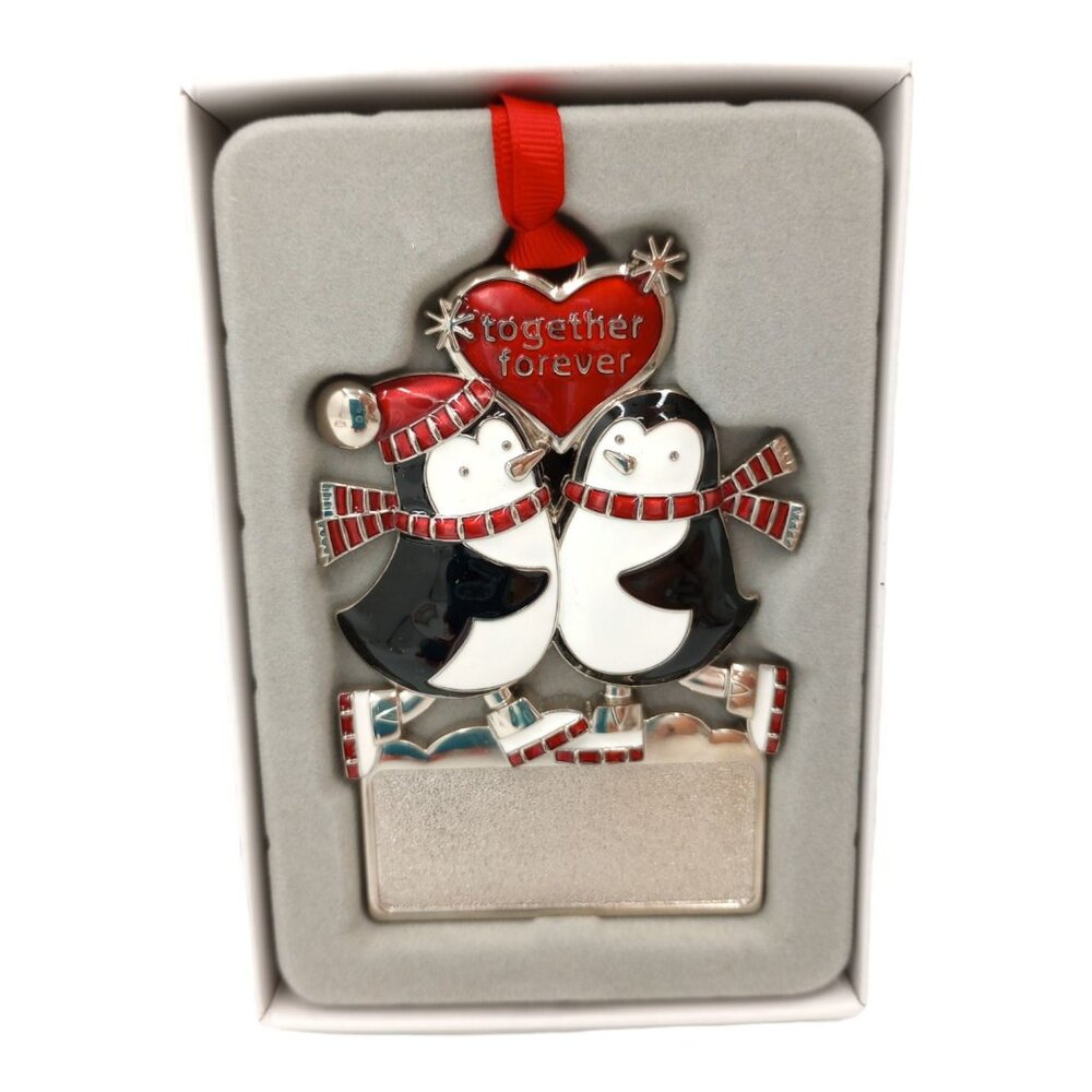 Things Remembered Christmas Ornament Penguin Couple Together Hangable Engravable
